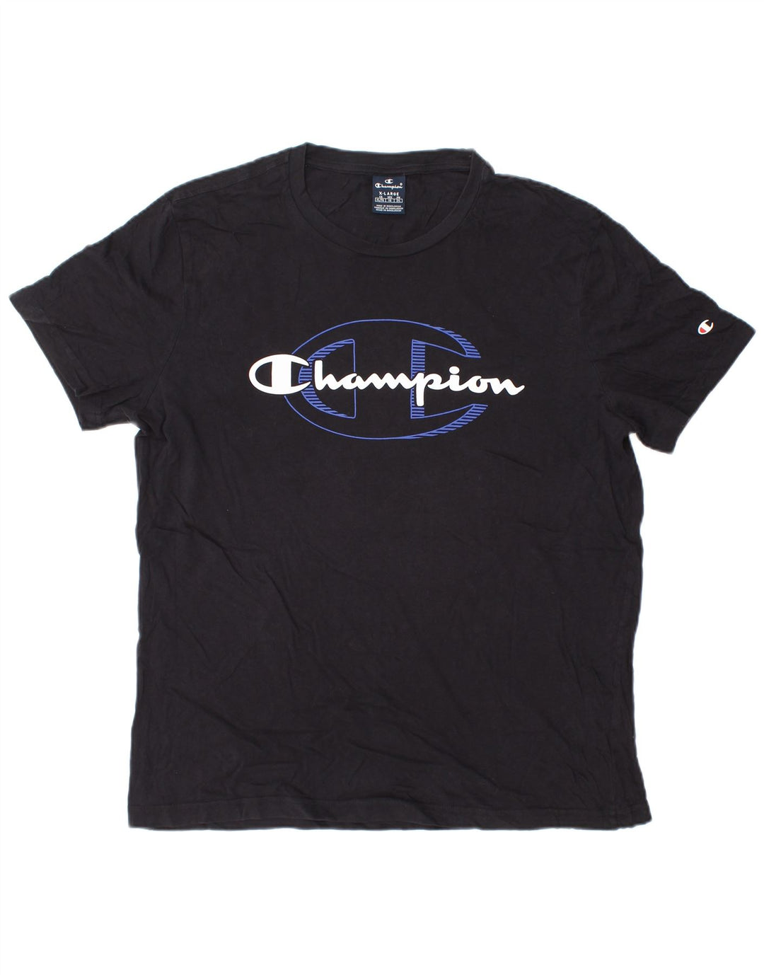 CHAMPION Ανδρικό γραφικό T-Shirt Top XL Μαύρο βαμβακερό