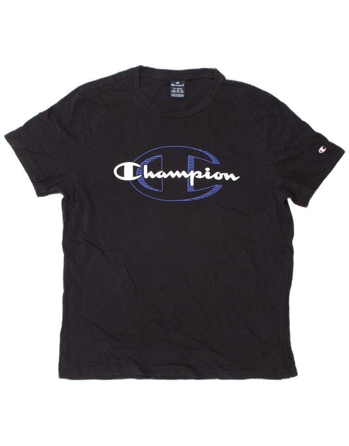 CHAMPION Ανδρικό γραφικό T-Shirt Top XL Μαύρο βαμβακερό