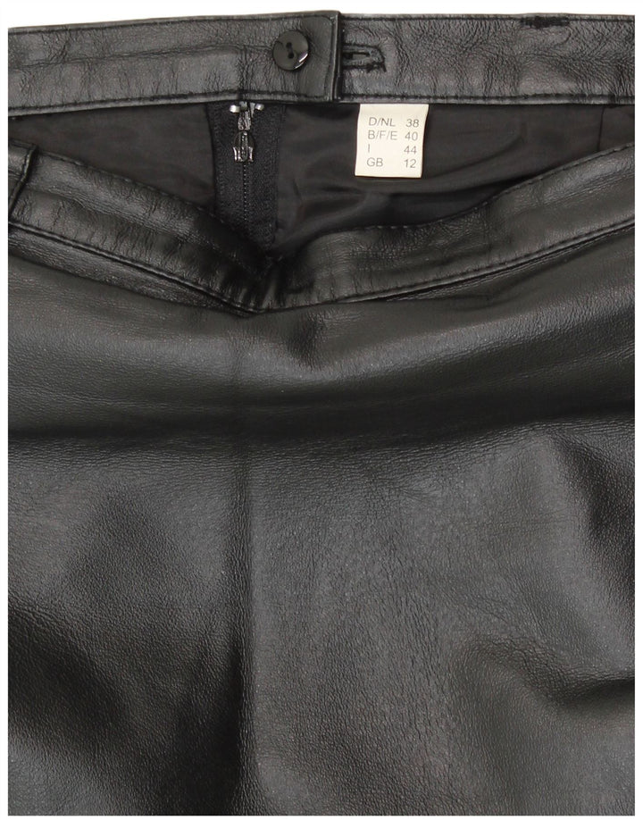 Vintage Γυναικεία Δερμάτινη Pencil Φούστα UK 12 Medium W28 Μαύρο Δερμάτινο