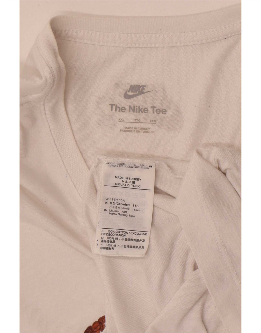 Ανδρικό γραφικό μπλουζάκι Nike 2XL λευκό βαμβακερό