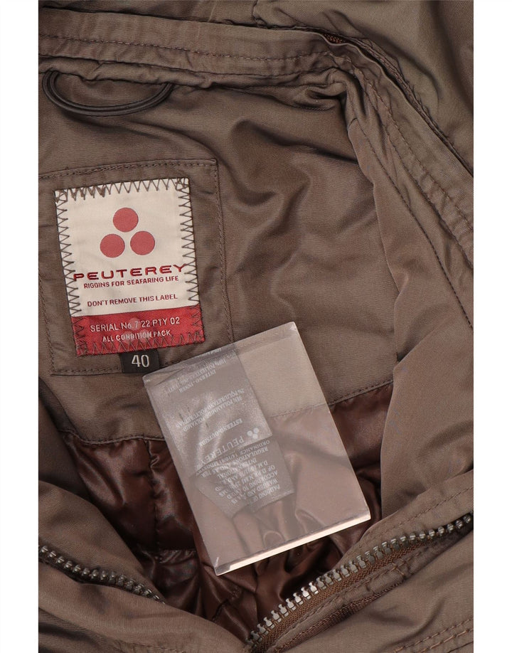 PEUTEREY Γυναικείο παλτό με κουκούλα IT 40 Small Khaki Polyester