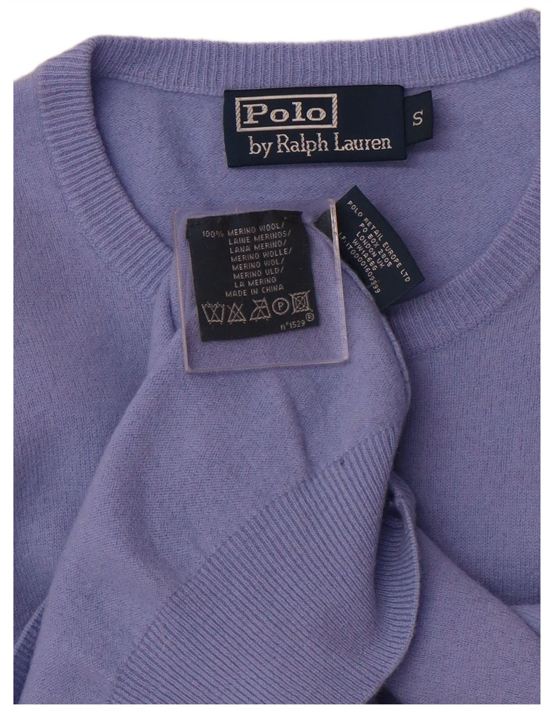 Ανδρικό πουλόβερ με λαιμόκοψη POLO RALPH LAUREN Μικρό μωβ μαλλί Merino