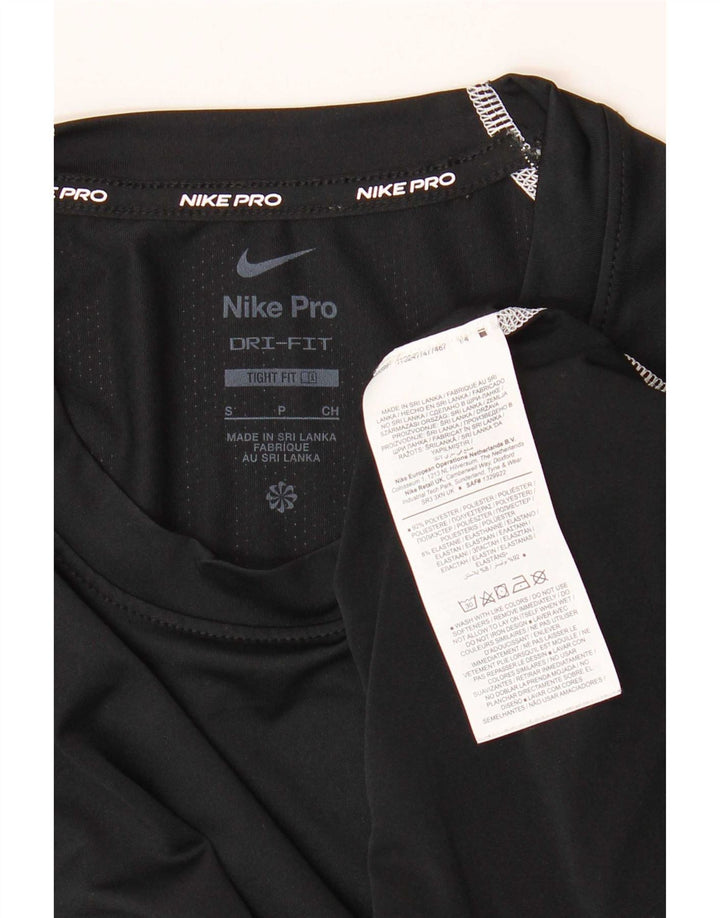 Ανδρική κοντή εφαρμογή Nike με γραφικό μακρυμάνικο μπλουζάκι μικρού μαύρου πολυεστέρα