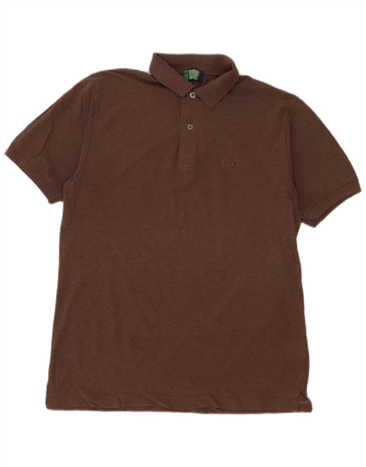 Sergio Tacchini Ανδρικό Πόλο Μπλουζάκι IT 52 Μεγάλο Καφέ Βαμβακερό