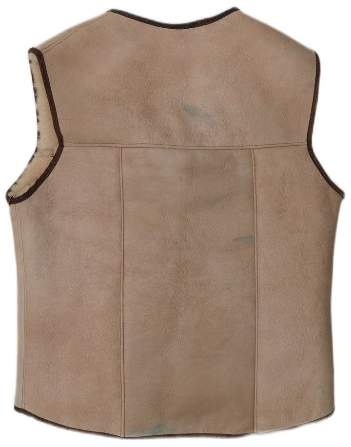 VINTAGE Γυναικείο Sherpa Gilet UK 14 Medium Beige
