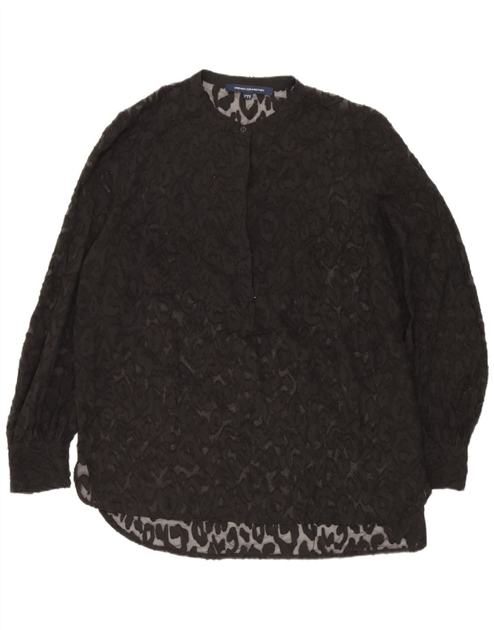 French Connection Γυναικεία See Through Tunic Top UK 12 Medium Black