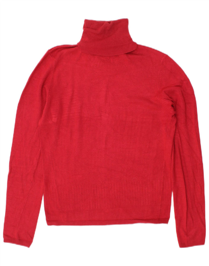Zara Γυναικείο πουλόβερ με ρολό λαιμόκοψη UK 14 Medium Burgundy Rayon