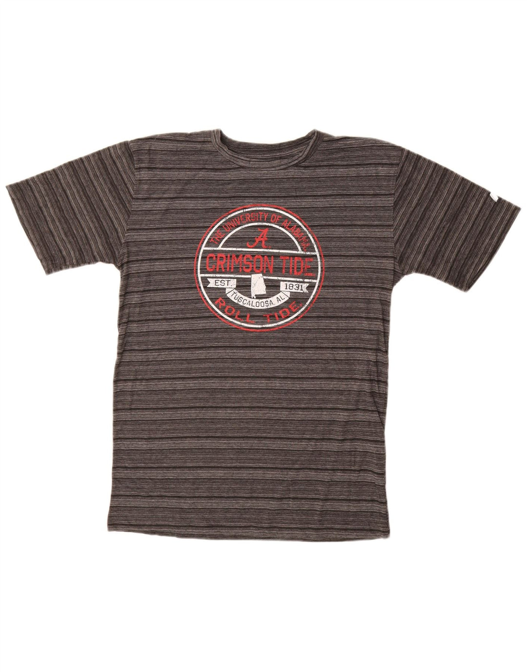 Ανδρικό γραφικό μπλουζάκι RUSSELL ATHLETIC Τοπ UK 38/40 μεσαίου γκρι ριγέ