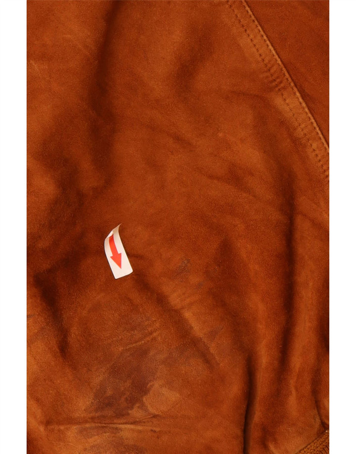Vintage Ανδρικό Suede Bomber Jacket IT 56 3XL Καφέ Δερμάτινο