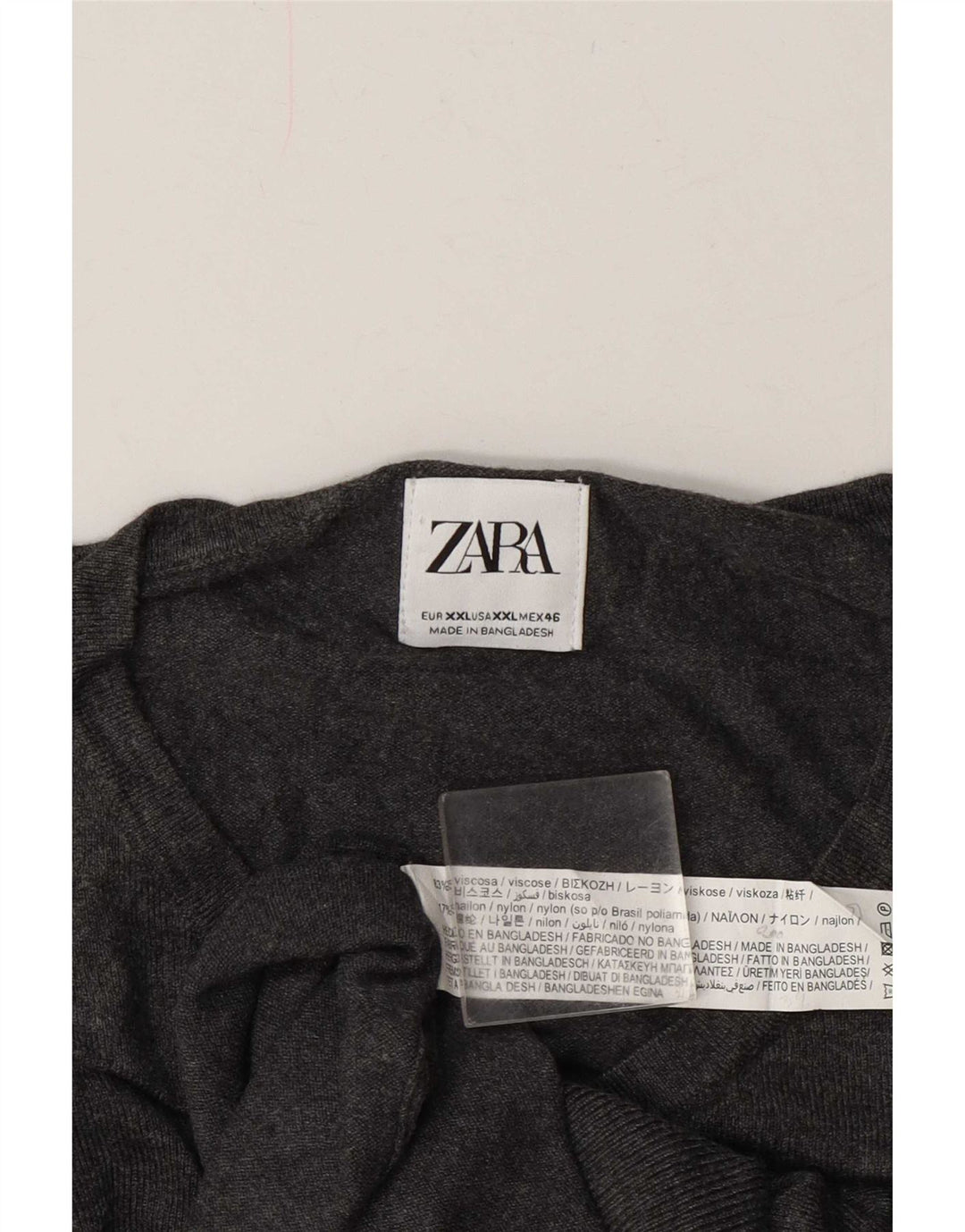 Ανδρικό πουλόβερ Zara με V λαιμόκοψη 2XL γκρι βισκόζη