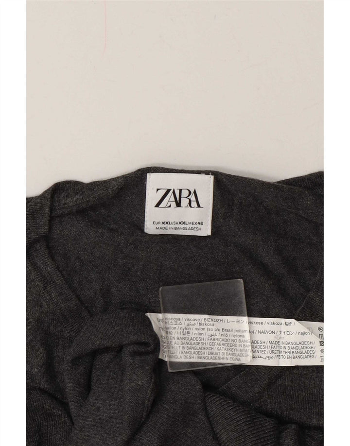 Ανδρικό πουλόβερ Zara με V λαιμόκοψη 2XL γκρι βισκόζη