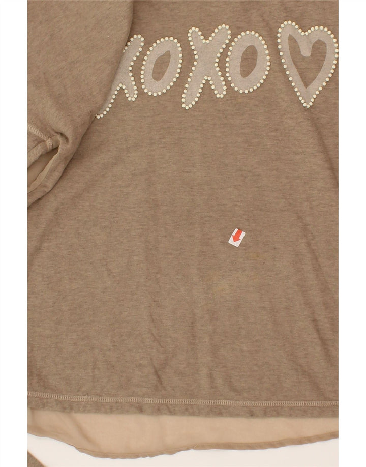 TWIN-SET Womens Graphic Top Long Sleeve UK 14 Medium Beige Vintage Twin-Set and Second-Hand Twin-Set from Messina Hembry 