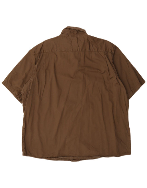 Wrangler Mens Short Sleeve Shirt 2XL Khaki Cotton