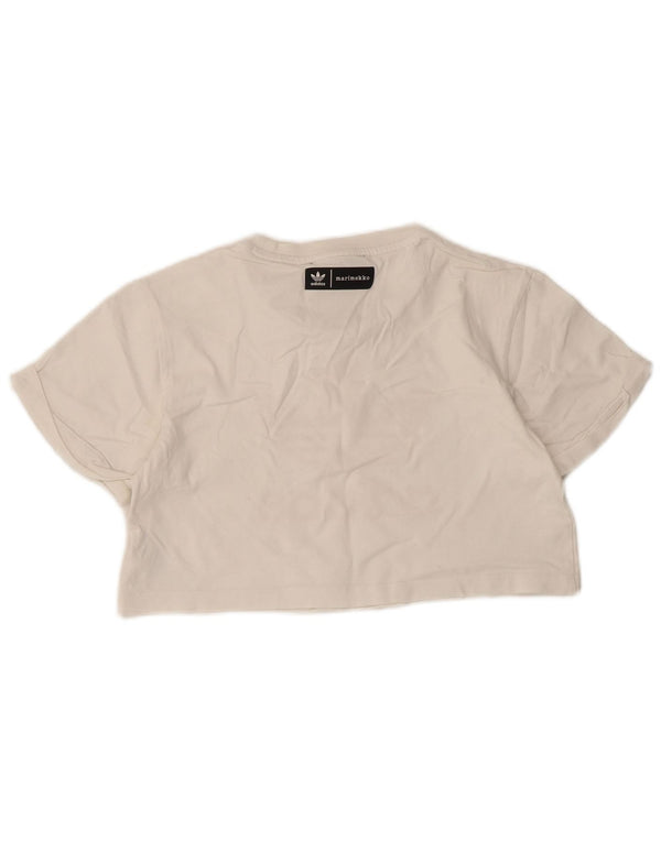 Γυναικείο T-Shirt Adidas Crop Graphic Top UK 6 XS Λευκό βαμβακερό