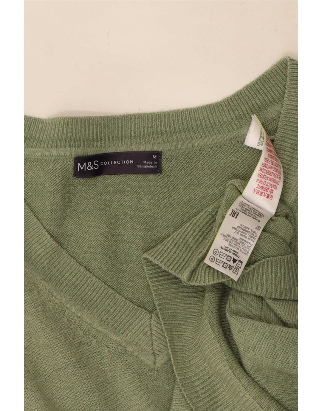 Marks & Spencer Γυναικείο πουλόβερ με λαιμόκοψη σε V UK 14 Μεσαίο Πράσινο Ακρυλικό