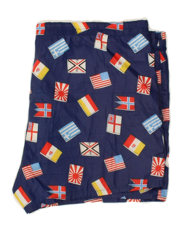SCORPIO Mens Abstract Pattern Swimming Shorts IT 40 Large Navy Blue Vintage Scorpio and Second-Hand Scorpio from Messina Hembry 