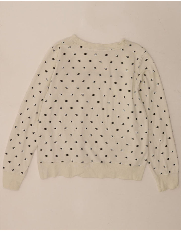 Champion Boys Graphic Sweatshirt Jumper 11-12 Years Large White Spotted
