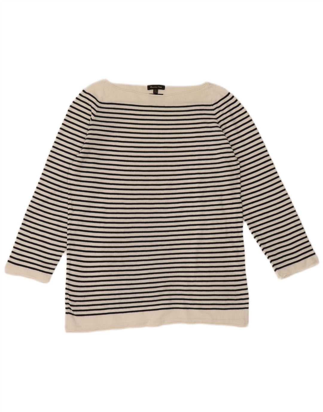 Massimo Dutti γυναικείο τοπ 3/4 με μανίκια UK 12 μεσαία λευκά ριγέ ναυτικά