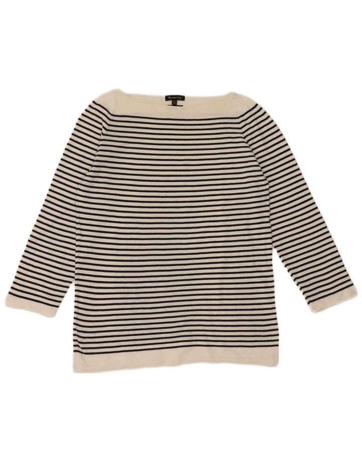 Massimo Dutti γυναικείο τοπ 3/4 με μανίκια UK 12 μεσαία λευκά ριγέ ναυτικά