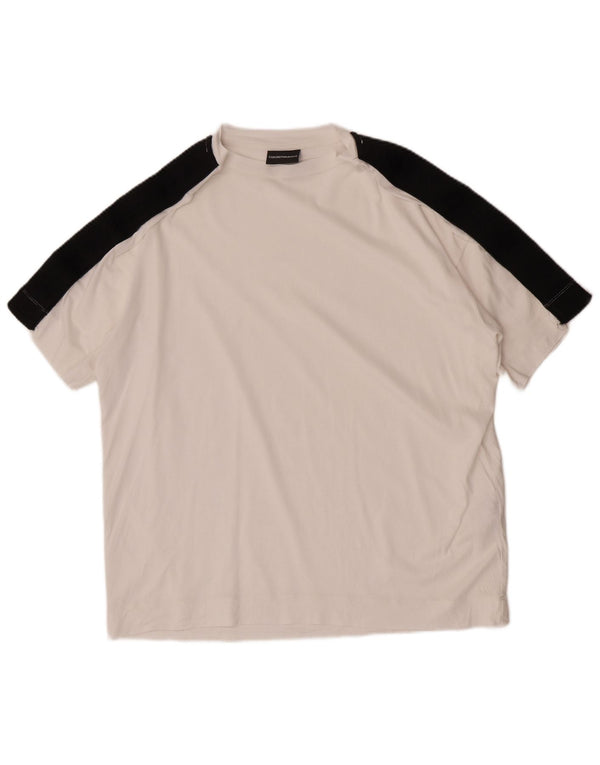 Ανδρικό μπλουζάκι Emporio Armani Top Medium White Colorblock Lyocell