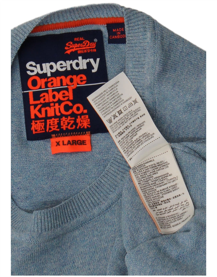 SUPERDRY Γυναικείο πουλόβερ με λαιμόκαυστο UK 18 XL Μπλε βαμβακερό