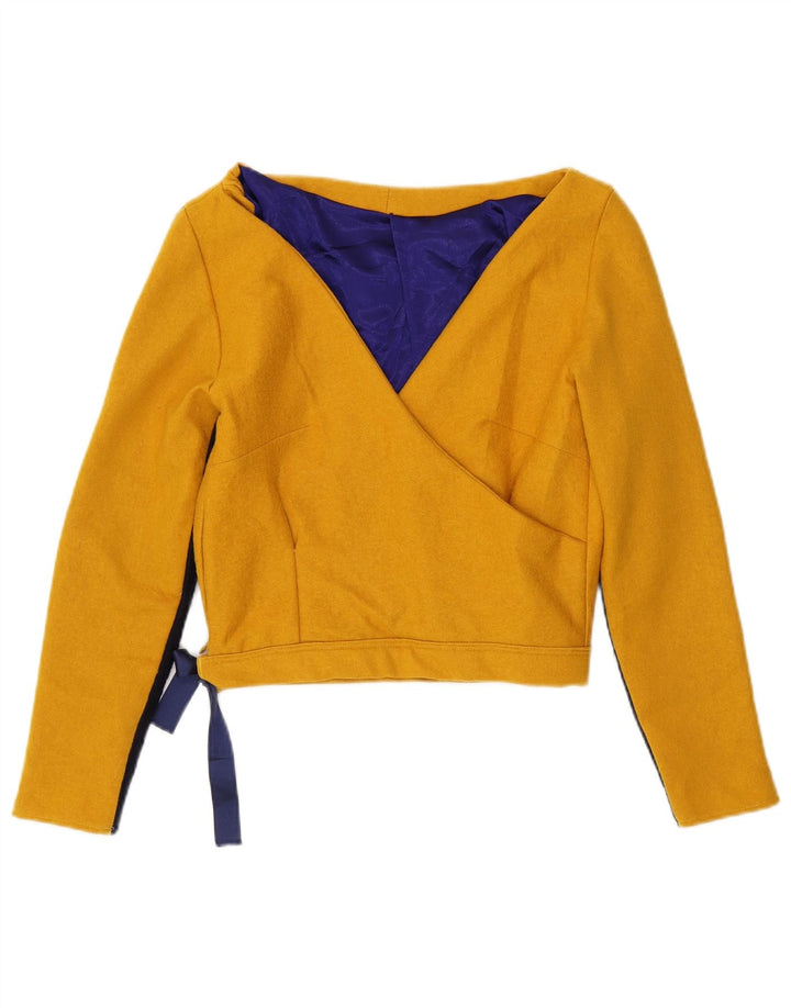 Vintage Womens Crop Top UK 10 Small Yellow
