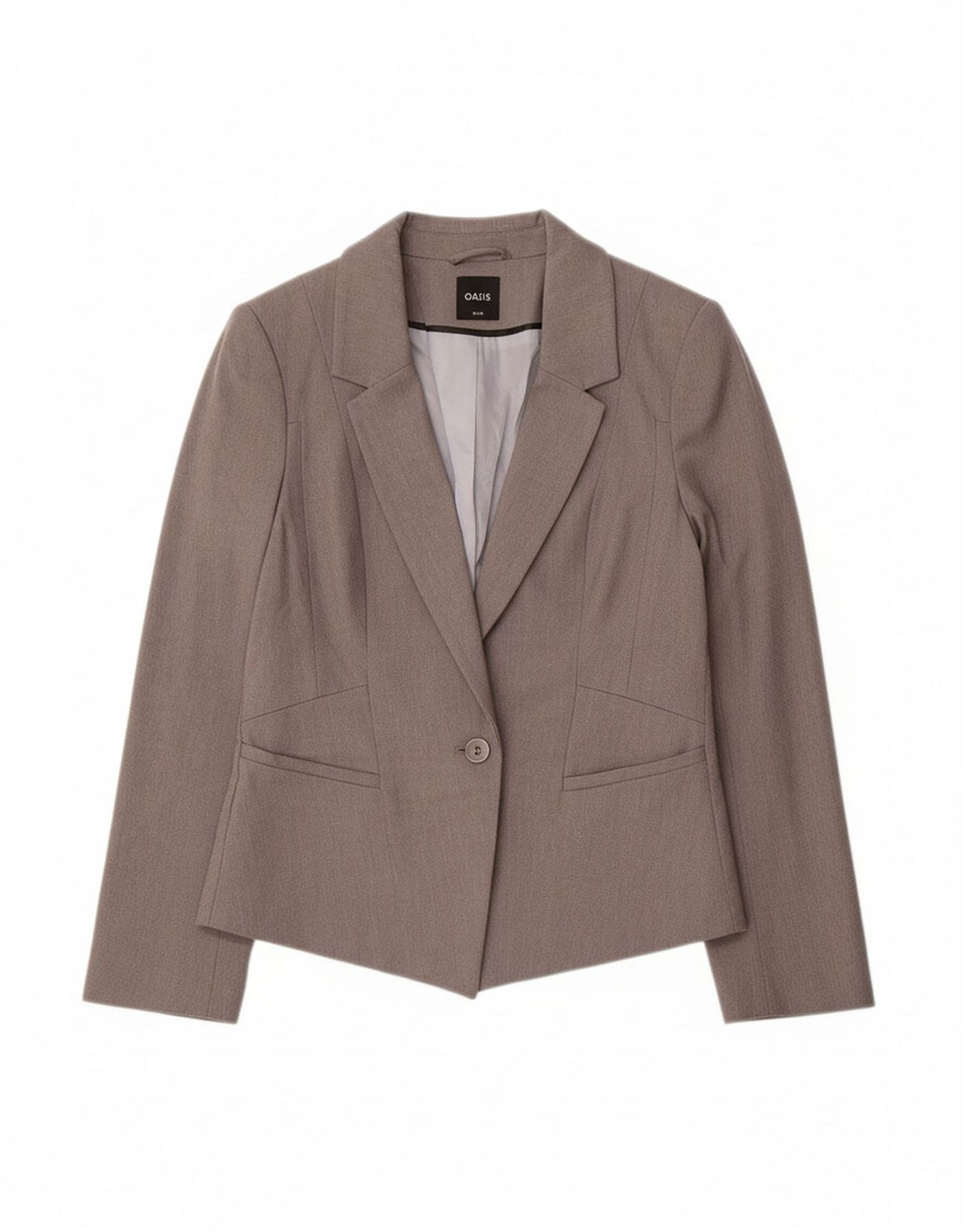 OASIS Womens 1 Button Blazer Jacket UK 10 Small Grey Polyester