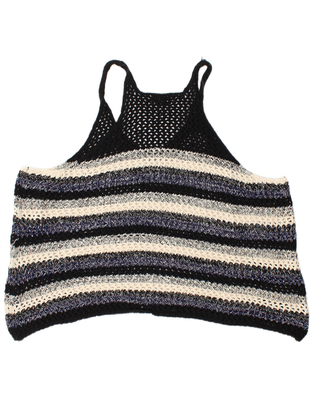 Zara γυναικεία υπερμεγέθη αμάνικη μπλούζα Top 10 Small Navy Blue ριγέ