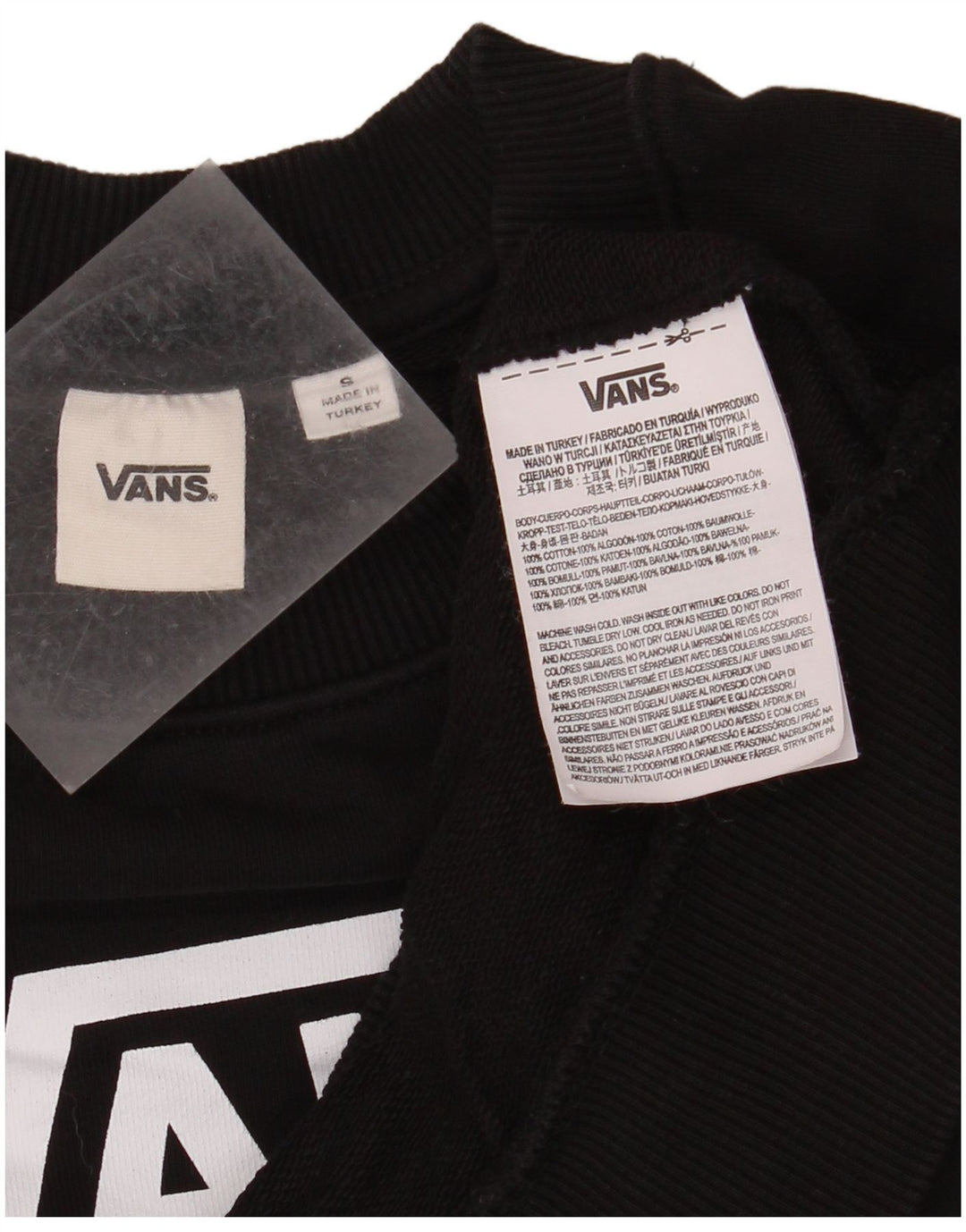VANS Γυναικεία υπερμεγέθη Crop γραφική φούτερ Jumper UK 10 Small Black