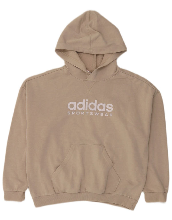 Adidas Boys Graphic Hoodie Jumper 11-12 ετών Μπεζ βαμβακερό