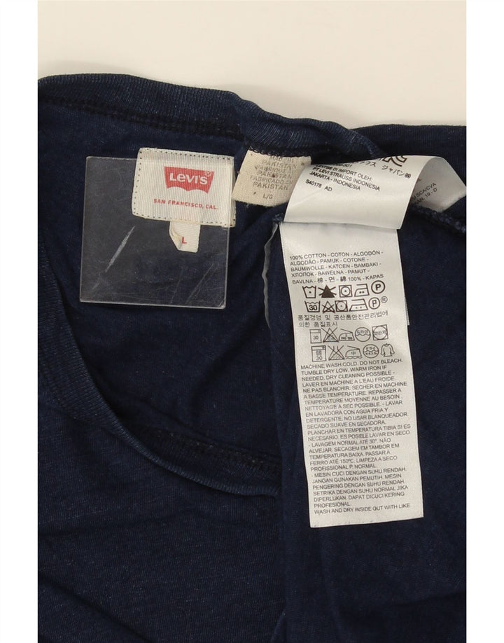 Ανδρικό T-Shirt LEVI'S Top Large Navy Blue Flecked Cotton