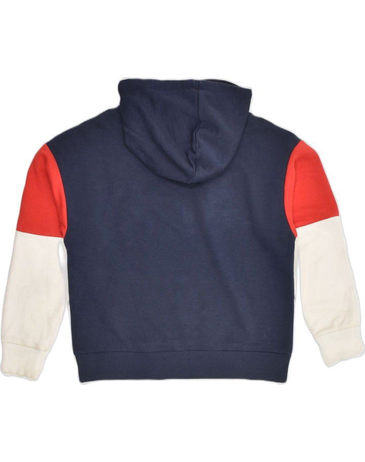 FILA Mens Graphic Hoodie Jumper Small Navy Blue Colourblock Cotton | Vintage Fila | Thrift | Second-Hand Fila | Used Clothing | Messina Hembry 