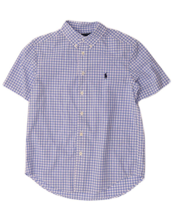 Ralph Lauren Boys κοντομάνικο πουκάμισο 10-11 ετών Μεσαίο μπλε βαμβακερό Gingham