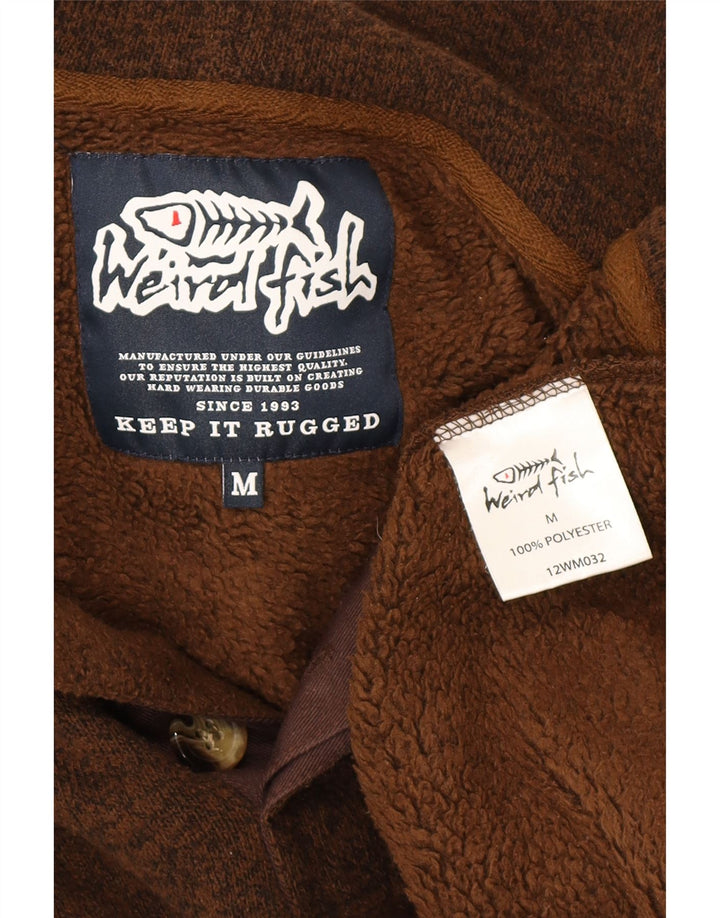 Weird Fish Mens Sherpa Hoodie Jumper Medium Brown Flecked Polyester