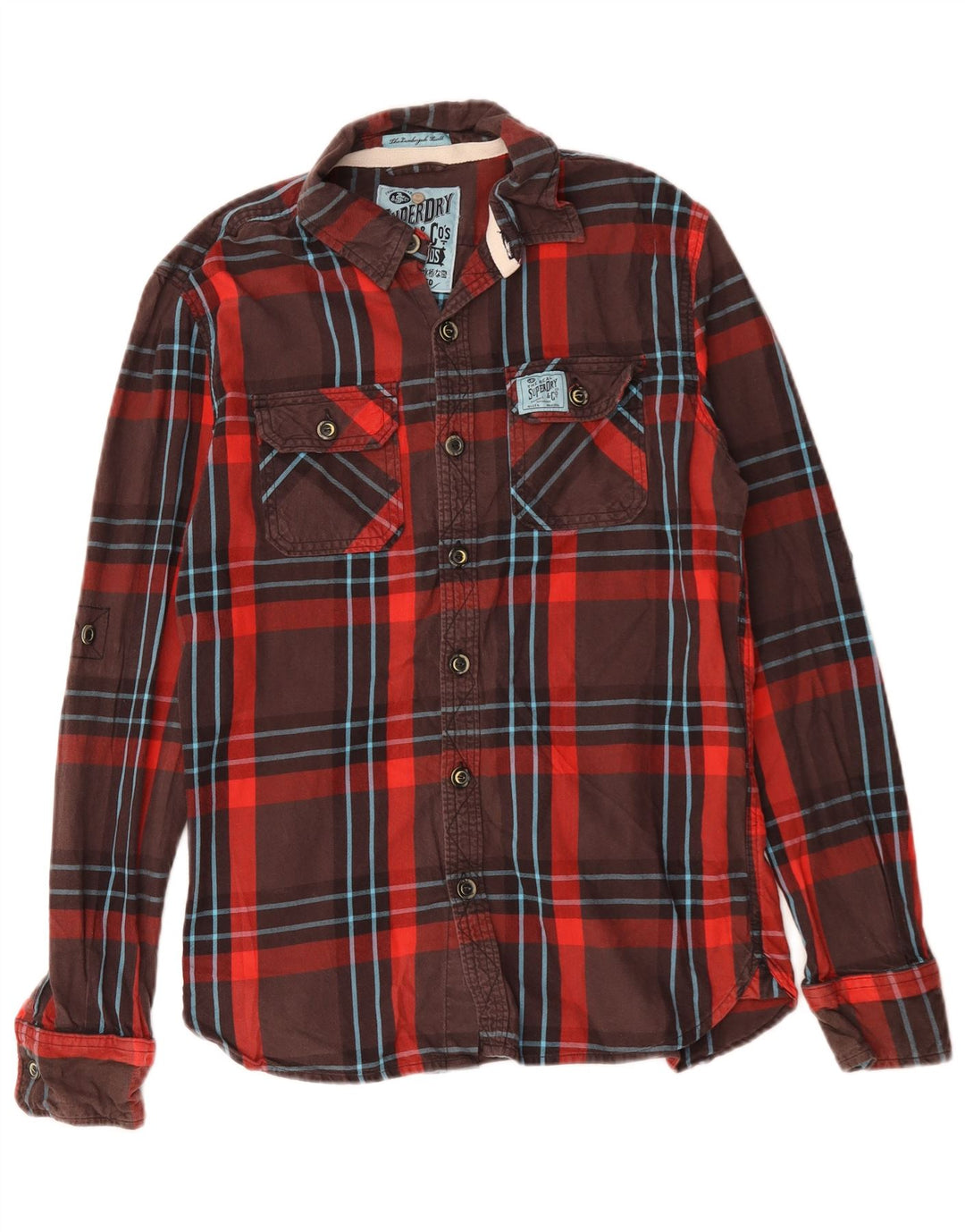 Ανδρικό φανελένιο πουκάμισο Superdry, μεσαίο καφέ βαμβακερό