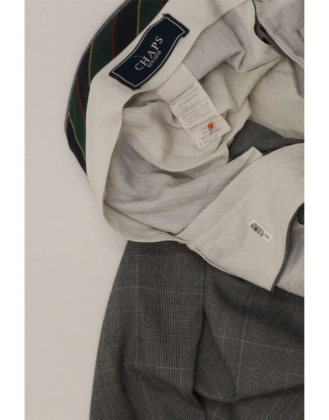 CHAPS Ανδρικό ίσιο παντελόνι W38 L32 Γκρι καρέ βαμβακερό