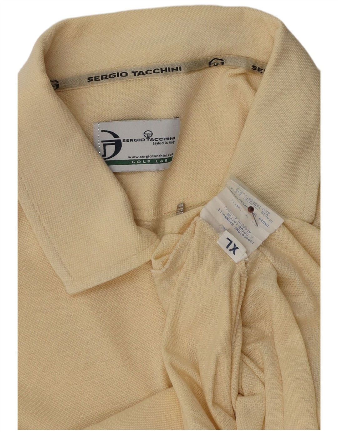 Sergio Tacchini Ανδρικό πουκάμισο πόλο XL Κίτρινο βαμβακερό χρώμα