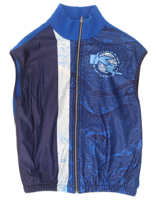 Vintage Ανδρικά γραφικά Fleece Gilet UK 44 2XL Blue Paisley Polyester