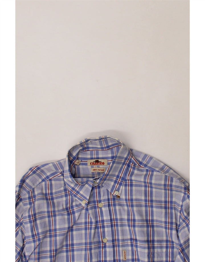 CHARRO Mens Shirt Large Blue Check Cotton Vintage Charro and Second-Hand Charro from Messina Hembry 