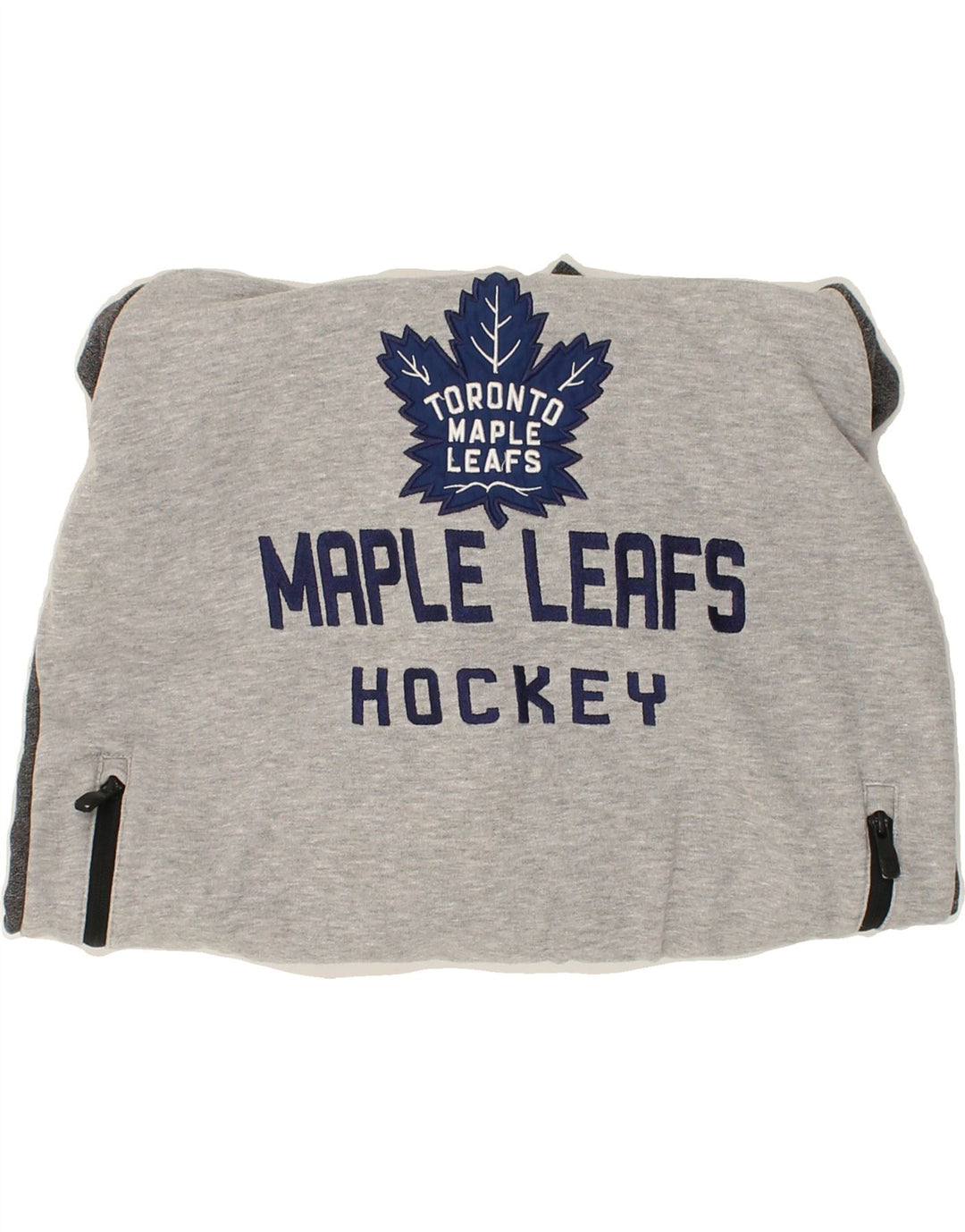 NFL Womens Maple Leafs Graphic Hoodie Jumper UK 14 Medium Grey Colourblock Vintage NFL and Second-Hand NFL from Messina Hembry 