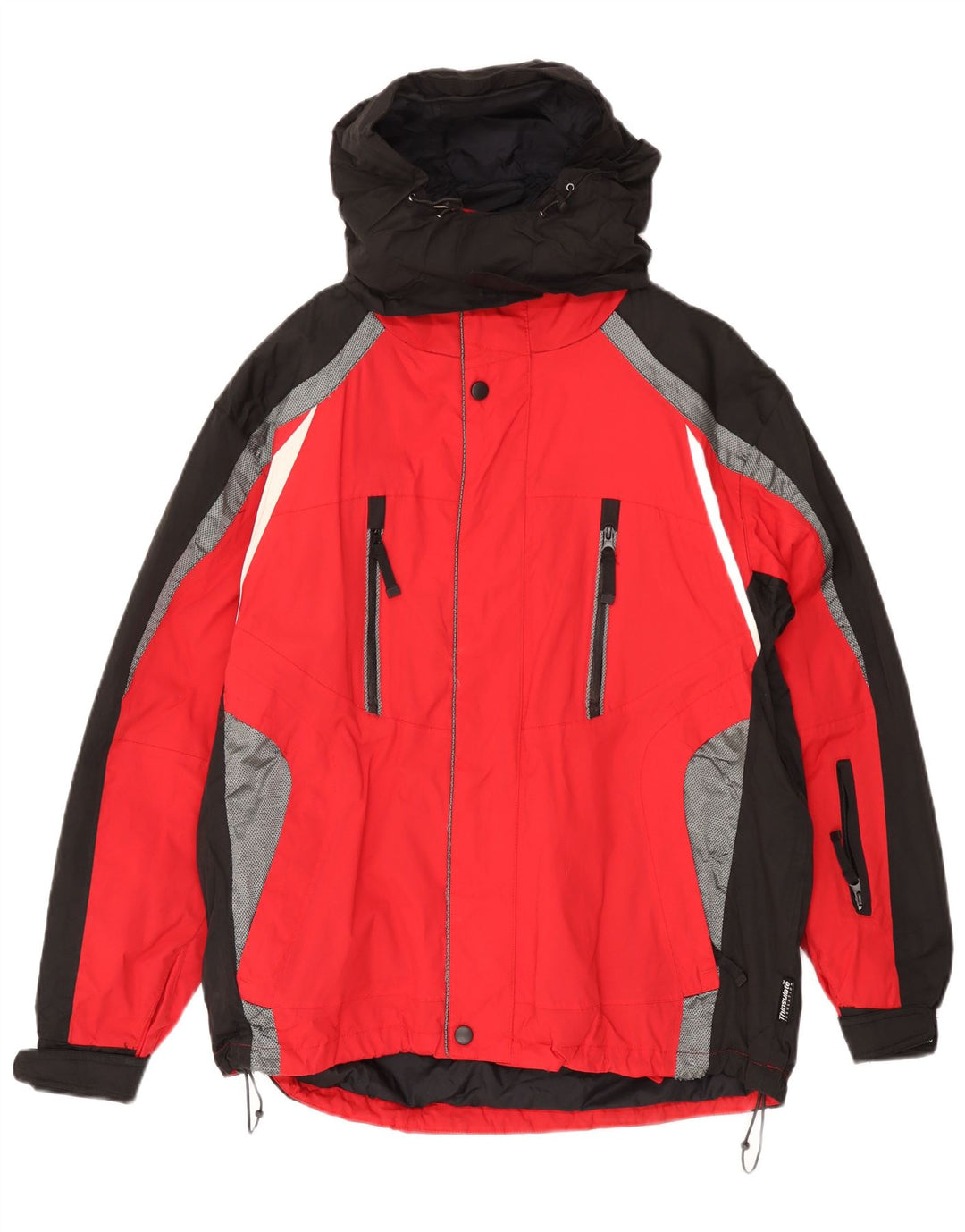 VINTAGE Ανδρικό μπουφάν σκι με κουκούλα UK 38 μεσαίου κόκκινου χρώματος πολυαμίδιο