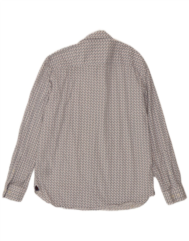 Joules Ανδρικό πουκάμισο αφηρημένο με μοτίβο Classic Fit μεγάλο λευκό βαμβακερό
