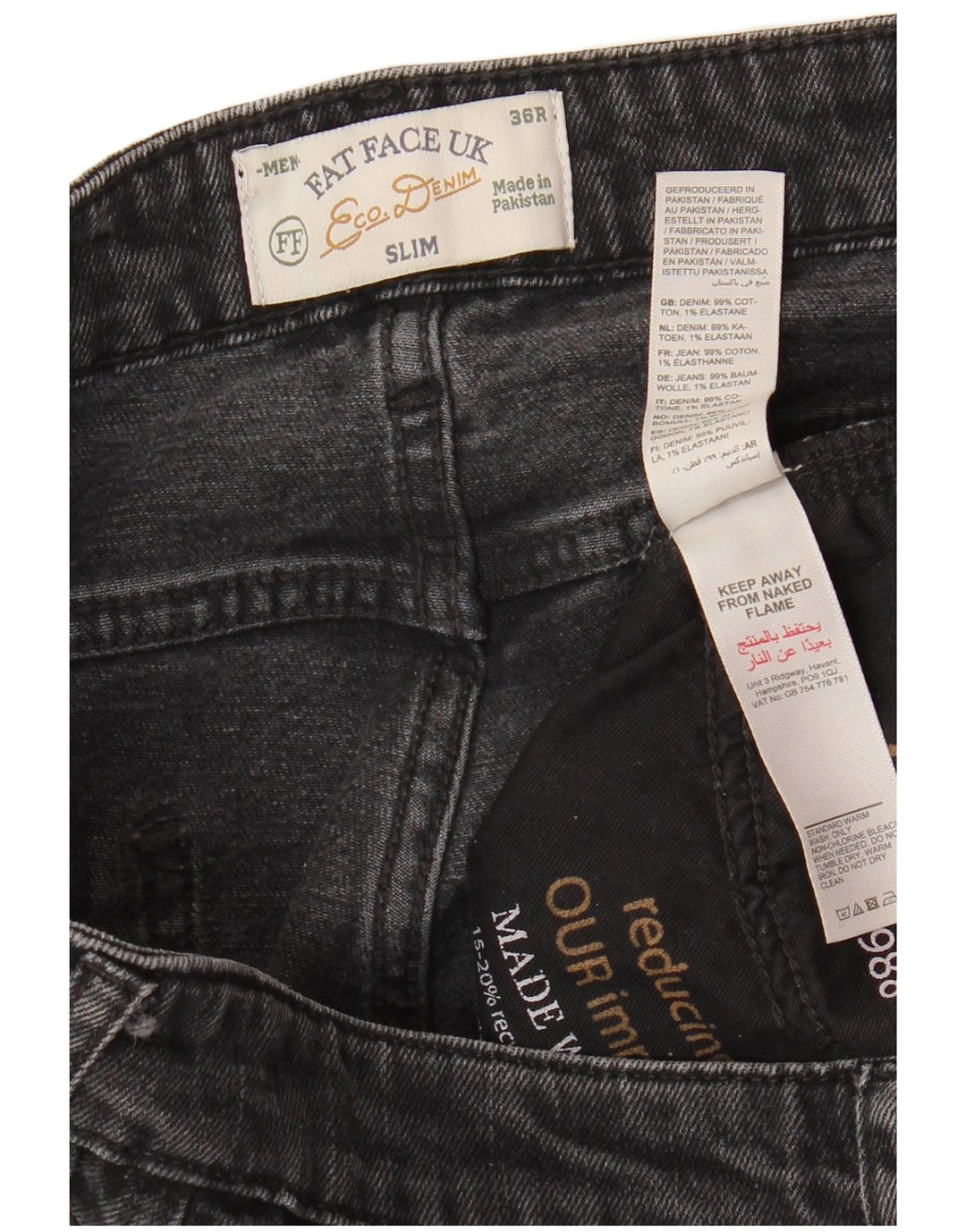 FAT FACE Ανδρικό Slim Jeans W36 L31 Γκρι βαμβακερό