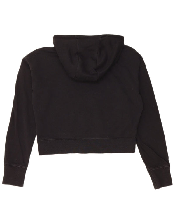 NIKE Girls Crop Graphic Hoodie Jumper 13-14 Years XL Black Cotton
