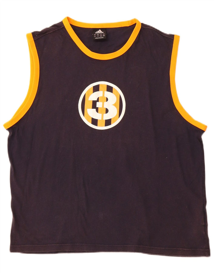 Ανδρικό γραφικό γιλέκο ADIDAS Top Large Navy Blue Cotton Sports