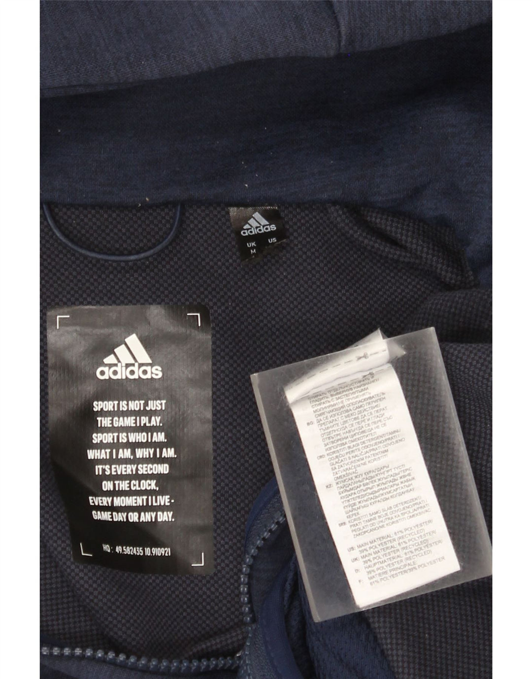 Ανδρικό πουλόβερ με κουκούλα με φερμουάρ Arsenal Adidas με μεσαίο μπλε πολυεστέρα