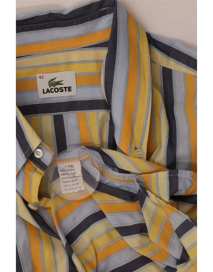 Ανδρικό κοντομάνικο πουκάμισο Lacoste Μέγεθος 42 Μεγάλο πολύχρωμο βαμβακερό ριγέ
