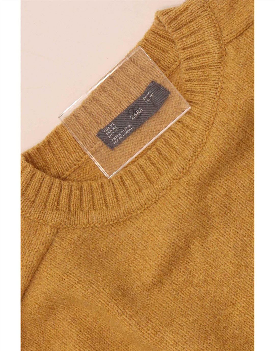 Zara Ανδρικό πουλόβερ με λαιμόκοψη XL κίτρινο μαλλί