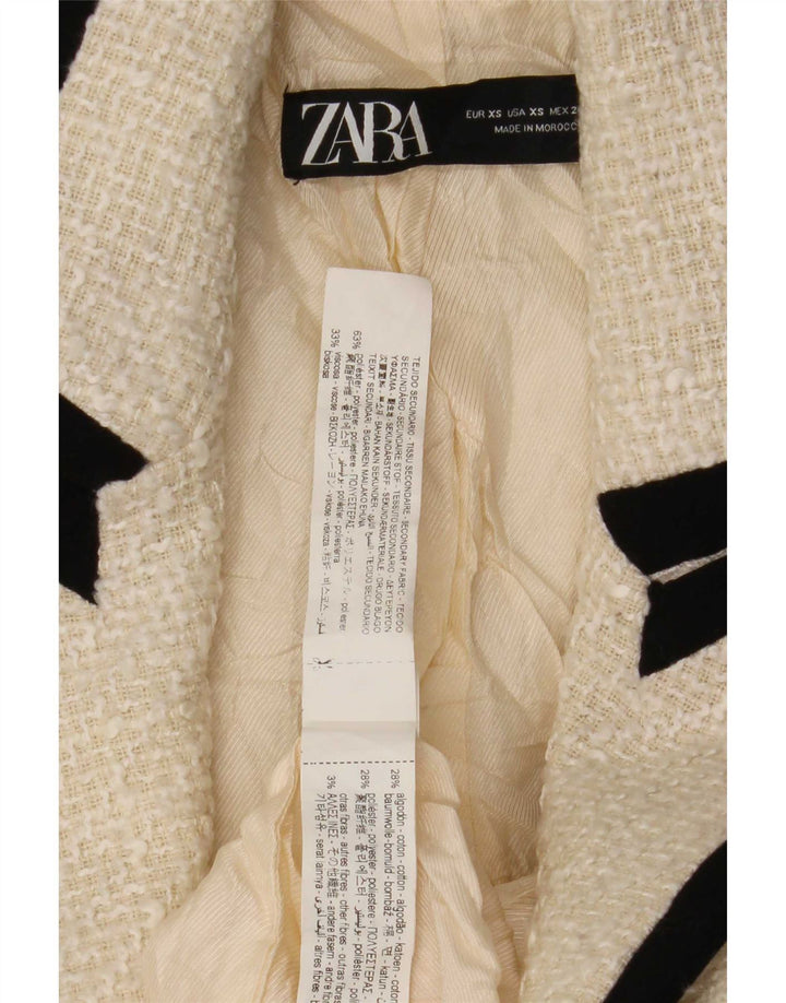 Zara Γυναικείο Μπλέιζερ με διπλό στήθος UK 6 XS Off White Polyester