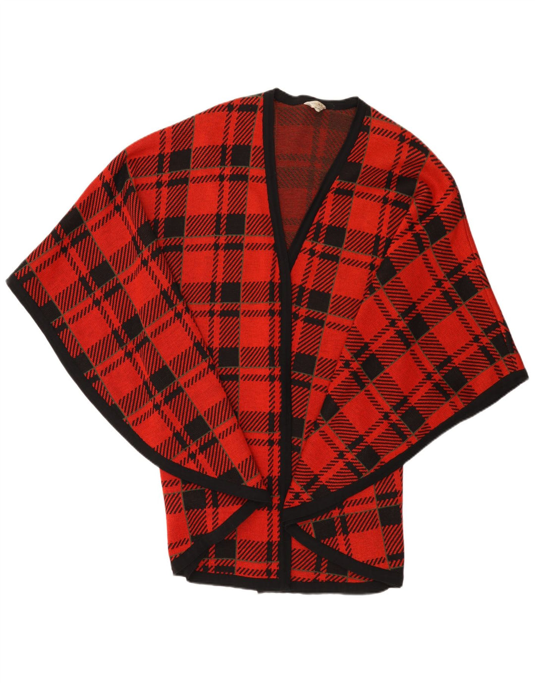 Vintage γυναικείο πουλόβερ Cape Cardigan One Size Red Check Wool